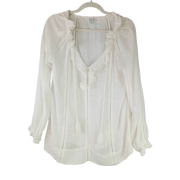 Sundance SZ XS Artist's Gauzy Peasant Blouse White - Picture 2 of 4